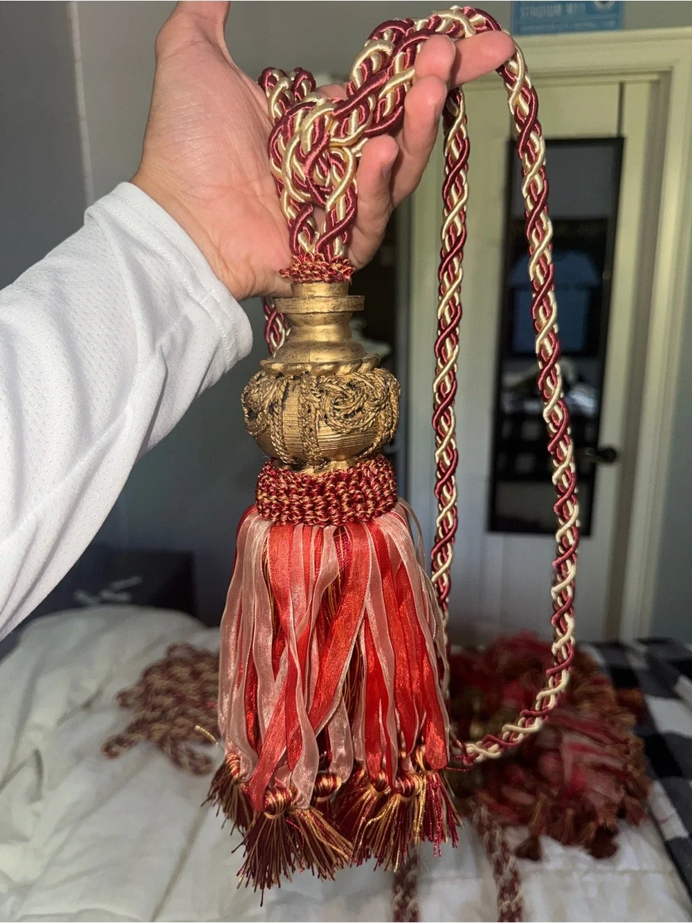 Lot of 10 Vintage Regal Red and Gold Tassel Curtain Tieback